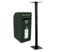 Post Box Irish with Floor Stand ER Cast Iron Wall Mounted Wedding Authentic Pillar Replica Lockable Post Office Letter Box Green