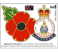 Royal Marines Cap Badge Veteran Poppy Car Sticker - in Support of Veterans Lifeline - Also for laptops, Phones, Tablets, etc. (Large)