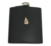 Royal Marines Cut Out Matte Black Stainless Steel Hip Flask with Free Engraving ME56