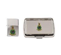Royal Marines Polished Chrome Tobacco tin and stormproof Petrol Lighter