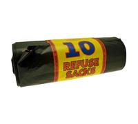 ROYAL MARKETS 10 REFUSE SACKS BUILT IN TIE EXTRA LONG 39" RUBBISH WASTE BIN BAGS 180 GAUGE STRENGTH, BLACK COLOUR (39" LONG, BLACK, 5)