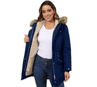 Royal Matrix Women's Hooded Warm Winter Parka Coat Fleece Lined Long Thichkened Winter Jacket with Faux-fur Ruff (Dark Navy, 2)