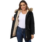 Royal Matrix Women's Winter Coats Fleece Lined Parka Jacket Hooded Long Winter Warm Parka Coat with Pockets, Black Upgrade, 18