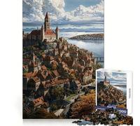 Royal Medieval Castle City Jigsaw Puzzles for Adults1000 Pieces Improve Memory Relax Mind Sharp Edge Art Collection Piece (38x26cm)