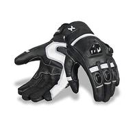 Royal Men Gear Premium Leather Motorbike Motorcycle Gloves - Touch Screen Racing Riding Gloves (Racing White, XL)