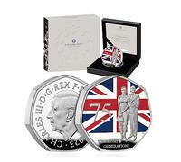 Royal Mint 75 Years of the Windrush Generation 2023 UK 50p Colour Silver Piedfort Coin