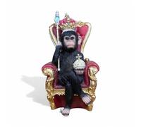 Royal Monkey Garden Statue, King Throne Ornament with Crown and Sceptre, Decorative Home Accent