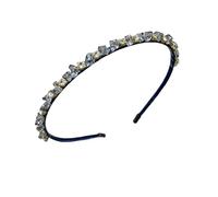 Royal Navy Diamond Headband Hair Accessory - Minimal Crystal Crown Style French Chic Modern Princess Hairband - for Women Girls Classic Dressing Occasions Fashion Outfits (Royal Navy Diamond)