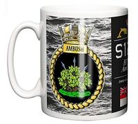 Royal Navy HMS Ambush Ceramic Mug, Astute Class Attack Submarine Crest Name Pennant S120