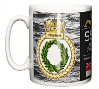 Royal Navy HMS Triumph Ceramic Mug, Trafalgar Class Submarine Crest Name Pennant S93