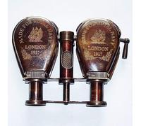 Royal Navy London 1917 Vintage Brass Binocular Telescope, Antique Brown, 3 inch