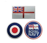 Royal Navy Military Patches Set, White Ensign Flag, RAF Roundel, Royal Navy Logo, Tactical Morale Military Emblem Combat Armband Badges, 3-Pack