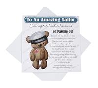 Royal Navy Passing Out Card, Teddy Bear Sailor Passing Out Card for Him Her with Poem Verse