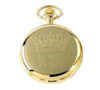 Royal Navy Real Gold Plated Crested Pocket Watch Naval Ships Luxury Gift in Case