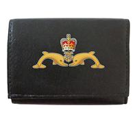 Royal Navy Submariners Dolphins Image KLASSEK Men Key Case Wallet Real Leather Cap Badge Emblem Military Crest Insignia Keyring Keyrack and Metal Gift Box