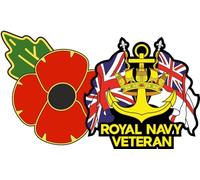 Royal Navy Veteran Poppy Car Window Sticker with White Ensign and Union Jack - in Support of The Veterans Lifeline Charity