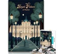 Royal Palace of Madrid 1000 Piece Jigsaw Puzzles for Teenagers,Stress Reliever Staycation Kill Time with Matching Poster And Trivia Sheet 50x75cm