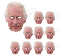 Royal Party Face Mask - Card Set Without Hat by King Charles III, Set of 10, Accessories for Costume Parties, Coronation Street Events Accessories, Lightweight, Durable Costume Paper Masks for Pa