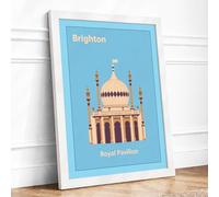 Royal Pavilion Brighton Vintage Framed Wall Art Print A1 White | Ready to Hang, Premium Gi Paper, Fade-Resistant Inks, Securely Packaged, UK Made