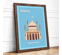 Royal Pavilion Brighton Vintage Framed Wall Art Print A3 Walnut