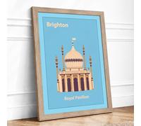 Royal Pavilion Brighton Vintage Framed Wall Art Print A4 (29.7×21cm) Oak, Wall Decor for Living Room, Bedroom, Office & Home, Ready to Hang, Art Gift