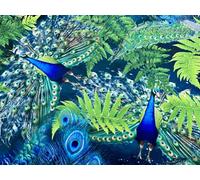 Royal Peacock Velvet Fabric Digital Print Bright Feather Design Upholstery Home Decor Cushion Curtains - 148cm Wide - 2 Metres