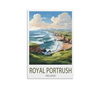 Royal Portrush Ireland Vintage Travel Poster Landscape 24x36inch(60x90cm) Canvas Wall Art Posters for Living Room Decor Paintings for Home Decor