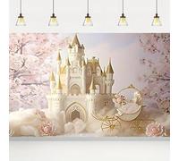 Royal Princess Castle Birthday Background: Elegant Castle and Carriage Photography Props 240X180cm