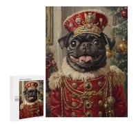 Royal Pug Christmas Art Print Puzzle 1000 Teile Schwer Puzzle Spielzeug Lernspiel Impossible Herausforderungsspielzeug Für Erwachsene Kinder 500 PCS