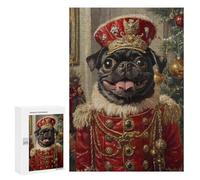 Royal Pug Christmas Art Print Puzzle 1000 Teile Schwer Puzzle Spielzeug Lernspiel Impossible Herausforderungsspielzeug Für Erwachsene Kinder 300 PCS