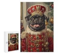 Royal Pug Christmas Art Print Puzzle 1000 Teile Schwer Puzzle Spielzeug Lernspiel Impossible Herausforderungsspielzeug Für Erwachsene Kinder 1000 PCS
