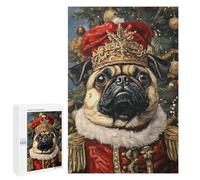 Royal Pug Christmas Portrait Puzzle 1000 Teile Schwer Puzzle Spielzeug Lernspiel Impossible Herausforderungsspielzeug Für Erwachsene Kinder 1000 PCS