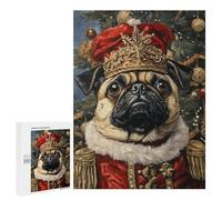 Royal Pug Christmas Portrait Puzzle 1000 Teile Schwer Puzzle Spielzeug Lernspiel Impossible Herausforderungsspielzeug Für Erwachsene Kinder 500 PCS