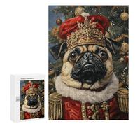 Royal Pug Christmas Portrait Puzzle 1000 Teile Schwer Puzzle Spielzeug Lernspiel Impossible Herausforderungsspielzeug Für Erwachsene Kinder 300 PCS