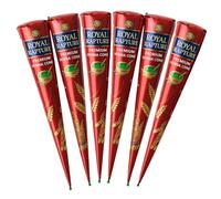 Royal Rapture Temporary Hand Tattoo Dark Brown Colouring -100% Natural Indian Design for Festivals & Parties(Nupur Godrej Keveri) (6 Cone) RRHC01-02