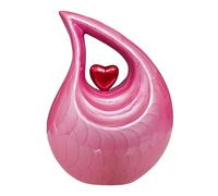 Royal Rapture Urn for ashes Cremation Memorial funeral Teardrop Jar Love Urns decorative Human Adult Child (Pink- Red Heart, 12") RT02-04