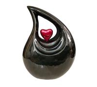 Royal Rapture Urn for ashes Cremation Memorial funeral Teardrop Jar Love Urns decorative Human Adult Child (Black- Red Heart, 12") RT02-05