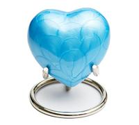 Royal Rapture Urn for Ashes Funeral Memorial Cremation Keepsake Love Urns Decorative Brass Heart with Stand (Blue Plain, 3") RHM03-03