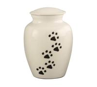 Royal Rapture Urn For Ashes Jar Paw Engraved Dog Cat Funeral Cremation Memorial Love Urns decorative(White 6") RJM06-08