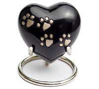 Royal Rapture Urn for ashes Paw Heart Funeral Cremation Memorial Keepsake Pet Dog Cat | With Stand (Black 3") RHP01-02