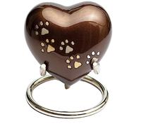 Royal Rapture Urn for ashes Paw Heart Funeral Cremation Memorial Keepsake Pet Dog Cat |With Stand (Brown 3") RHP01-04
