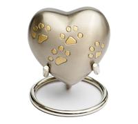 Royal Rapture Urn for ashes Paw Heart Funeral Cremation Memorial Keepsake Pet Dog Cat|With Stand (Pewter, 3") RHP01-03