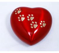 Royal Rapture Urn for ashes Paw Heart Funeral Cremation Memorial Keepsake Pet Dog Cat |Without Stand (Red 5") RHP03-01