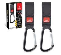 Royal Rascals Buggy Clips 2 Pack, Universal Fit Non-Slip Pram Clips, Holds 5kg - Baby Essentials for Newborn - Hold Baby Shopping Bag and Handbag, Black Carabiner Clips for Pushchair