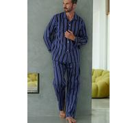 British Boxers Men's Cotton Pyjama Set - Royal Regimental Satin Stripe - MEDIUM