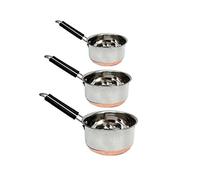 ROYAL SAPPHIRE Cookware Combo - Sauce Pan Small, Medum, Large. - Copper Bottom - Stainless Steel - Multipurpose - 3 Pcs. Set.Heavy Gauge