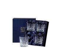 Royal Scot Crystal Edinburgh Hand Cut Glass 11oz Large Whisky Tumblers Set of 4