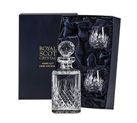 Royal Scot Crystal - Presentation Boxed Edinburgh Whisky Set: 1 Square Spirit & 2 Barrel Tumblers