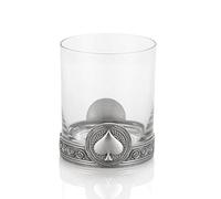 Royal Selangor Pewter Spades Whiskey Tumbler 10oz - Ace Collection Luxurious Cognac/Bourbon/Scotch/Cocktail Drinking Glass