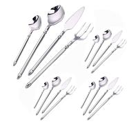 Royal Shang Youpin Kitchen Stainless Steel Silverware Tableware Flatware Cutlery Set Steak Knife Fork Spoon Teaspoon (Silver,16 pieces)
